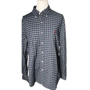 Classic Plaid‎ Oxford Button Down Shirt Stretch Ralph Lauren Slim Fit Preppy L